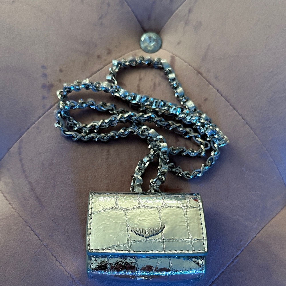 NWT Zadig & Voltaire Metallic Mini Bag with Chain - Picture 3 of 10
